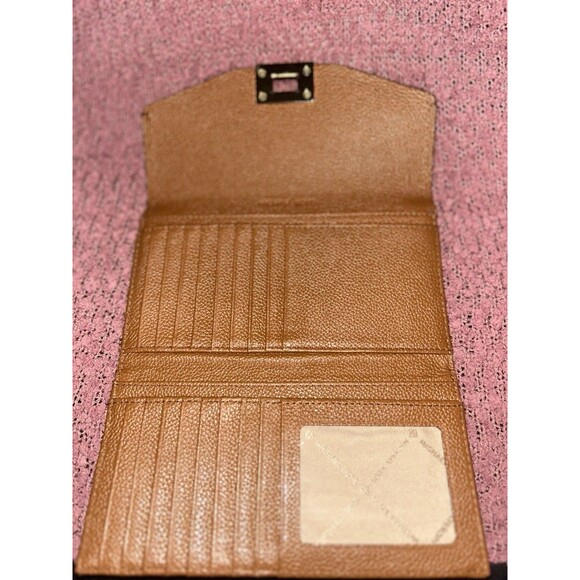 ~MICHAEL KORS Wallet Jet Set Large Continental Leather Turnlock Wallet - Tan - Picture 9 of 11